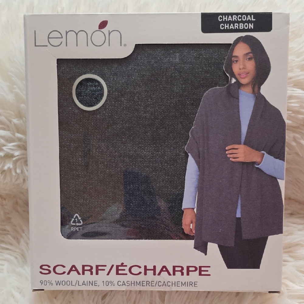 Lemon Charcoal Wrap Scarf, Women